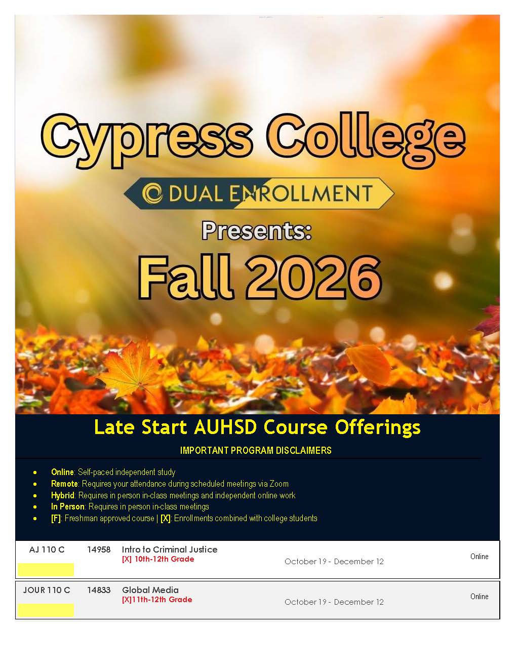 Fall Course Flyer